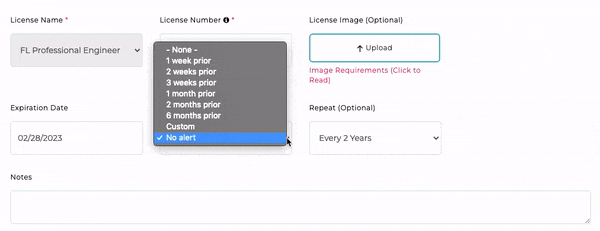 FL professional engineer license expiration alerts